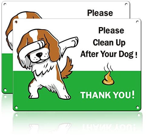 GLOBLELAND 2Pack No Pooping Dog Signs Please Clean Up After Your Dog Sign Pick Up Your Dog Poop Signs 7x10inch Aluminum Metal Signs