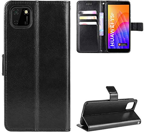 QiongniAN Hülle für Huawei Y5p Hülle Leder,Hülle für Huawei Y5p 2020 DRA-LX9 DRA-L29 DUA-L29A / Honor 9S DUA-LX9 DUA-L29 Hülle Schutzhülle Case Cover Black