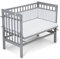 FabiMax Baby Beistellbett Basic, stufenlos höhenverstellbar, Buche massiv weiß lackiert (Matratze Air, Graue Würfel)
