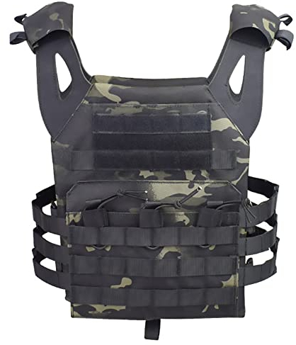 Tactical Vest Camouflage Molle Plate Carrier Protection Multifunction Mens Vest Military Tactical Army Polyester Waistcoat for Outdoor Camping Hunting Fishing Hiking Airsoft War Game,BCP Camo