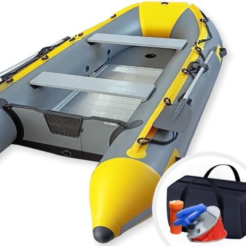 Schlauchboot 3,30m für 5+1 Personen, 330x155cm, max566kg, Alupaddel, Aluboden, Fußluftpumpe, Zubehör,PVC,Farbwahl - Motorboot,Ruderboot,Paddelboot,Angelboot,Gummiboot,Freizeitboot 5 Erwachsene + Kind
