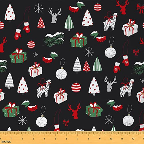 Weihnachtsstoff Meterware Elchgeweih Polsterstoff Weihnachtsbaum Schneeflocke Dekorationsstoff Hirsch Alpaka Dekorationsgeschenk Drinnen Draußen Stoff DIY Kunst Wasserdichter Stoff 184 x 150 (HxB)