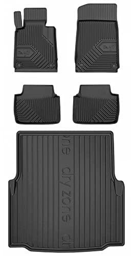 MOTOS Satz Gummifußmatten und Kofferraummatten passend für BMW 3er E46 1998-2005 Limousine, passt nicht für 4x4 AWD, ohne Aussparung auf der linken Seite Verbessern Sie Ihren Reisekomfort mit Antiruts