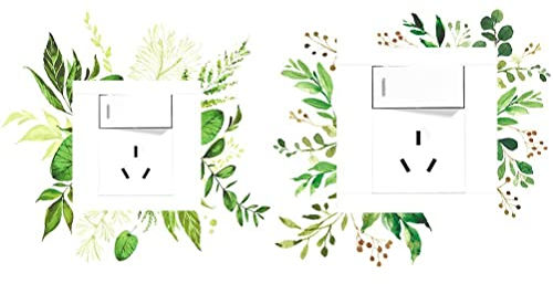 Bemvp Switch Sticker 2pcs Green Plant Leaf Light Switch Stickers Removable Wall Decals Diy Art Stickers for Living Room Office Home Decoration