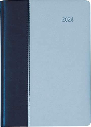 Buchkalender Premium Air blau-azur 2024 - Büro-Kalender A5 - Cheftimer - 1 Tag 1 Seite - 416 Seiten - Tucson-Einband - Alpha Edition