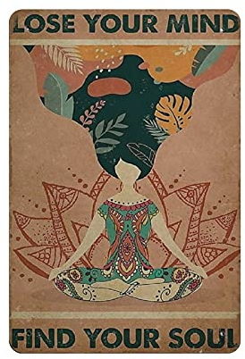Oudrspo Yoga tu alma cartel de hojalata Vertical placa de Metal arte colgante hierro pintura Retro hogar cocina jardín garaje decoración de pared 12 x 8