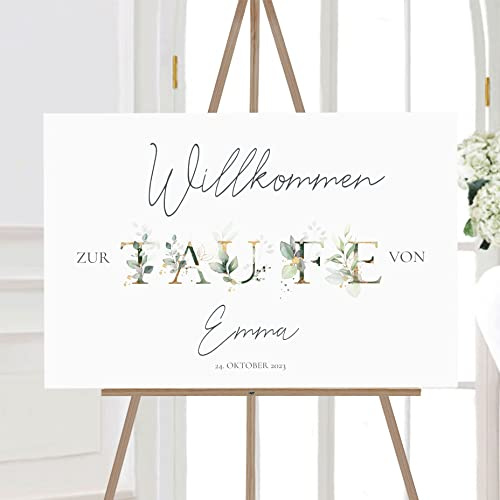 Manschin Laserdesign Panneau de bienvenue en aluminium composite personnalisé – Fabriqué en Allemagne – Plaque de bienvenue pour baptême, anniversaire, confirmation, communion, confirmation (60 x 40
