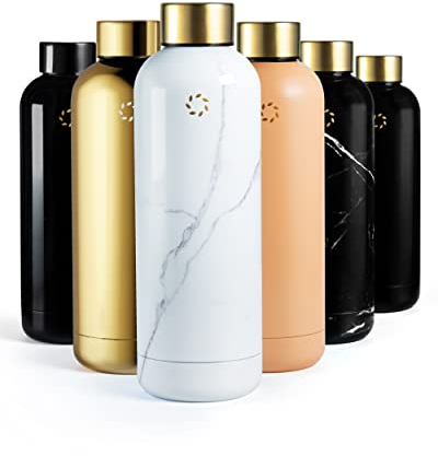 REFYLL Trinkflasche Edelstahl wonderFYLL - 500ml Thermosflasche - auslaufsicher, BPA frei - isolierte Wasserflasche, doppelwandige Isolierflasche (White Marble Gold, 500 ml)