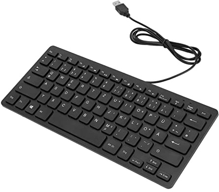 KIMISS Tastatur Mit Kabel Tastatur 78 Tasten, Kabelgebundene -USB-Schnittstelle Desktop Deutsche Russisch Mute Ultra Thin Computer Small Language Keyboardgerman (deutsch)