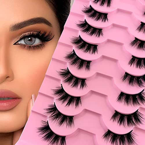 10 Paare 3D Falsche Wimpern, Halbe Wimper Katzenauge Natürliche Look, Handgemachte Extension Ecke Wimpern, Natürliche Künstliche Wimpern Set, für Täglich Mottoparty, Karneval (Half-Z04)