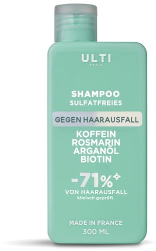 Ulti Paris Anti-Haarausfall-Shampoo 300 ml|Koffein, Rosmarin, Arganöl und Biotin|sulfatfrei -71% Reduzierung des Haarausfalls|hergestellt in Frankreich