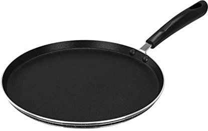 Royalford Non-Stick Pancake Pan, 26CM – Induction Crepe Pan with Heat Resistant Handle, Griddle Dosa Tawa - Ideal for Crepe Chapatti Pancakes Dosa Omelettes Flatbreads Fried Eggs Tortilla