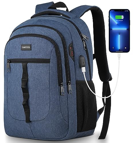YAMTION 17 inch Backpack Bookbag for Men and Women Backpack for College Teen Students Work Business