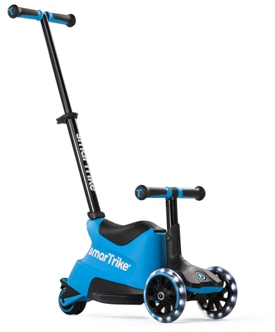 smarTrike Xtend Kleinkind Ride On Scooter Spielzeug Alter 1-12 Jahre Faltbarer Roller für Kinder mit XL LED Rädern Blau