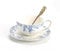 TAMTAK Service à thé de l'après-midi de Style Anglais, théière à Fleurs, Tasse à thé en Verre, Tasse à café et Soucoupe en Porcelaine Bleue et Blanche
