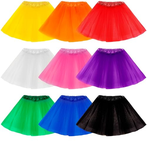Hoemwarm 9 PCS 4 Layers Tutu Skirt for Toddler Girls 2-8 Years Old