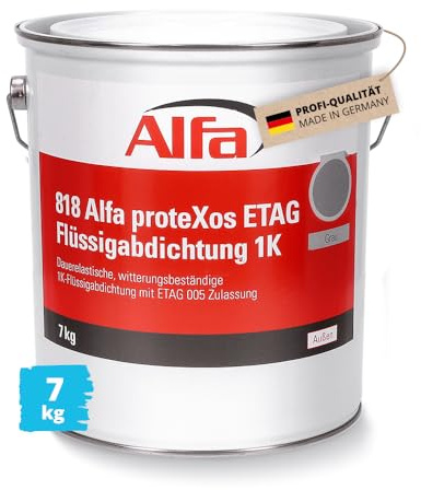 7 kg Alfa proteXos ETAG Flüssigabdichtung 1K silbergrau – Dachabdichtung | Profi-Qualität - UV- und witterungsbeständig - wasserdampfdiffusionsfähig - Made in Germany