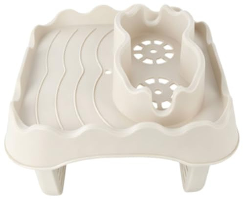 HERCHR Bath Table Tray, Hot Tub Table Tray Adjustable Hot Tub Side Table Drink Caddy with 2 Cup Holders Nonslip Hot Tub Shelf Pool Side Life Tray Table(Beige)
