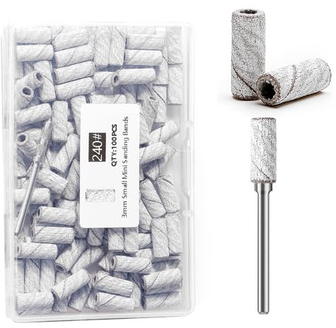 ERUIKA 100 punte per trapano per unghie, piccole fasce abrasive con punta mandrino da 3,1 mm, 240 lime per unghie in acrilico e gel, per rimozione di manicure e pedicure (zebra, grana 240)
