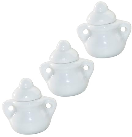 FUNOMOCYA 3pièces Mini Sugar Bowl Imitation Ceramic Pot for Dolly House Decoration and Miniature Model Storage