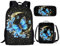 chaqlin Schultaschen-Set für Kinder, 3-teilig, Rucksack mit Lunchtasche, Federmäppchen, Tier, Dinosaurier, Wolf, Fußball, bedruckt, für Jungen und Mädchen, Mond, Schmetterling, Einheitsgröße,