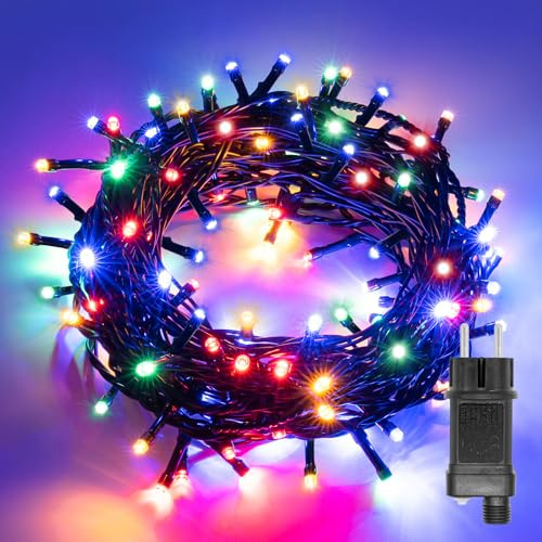 ALLBASA Guirlande Lumineuse 8 Mode 10M 100 LED, Décoration Romantique pour Sapin de Noël Mariage Fête,Guirlande Intérieure (Multicouleur, Fil Vert)