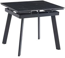 Eleganter, ausziehbarer Esstisch aus schwarzem Marmor - In Zwei Größen erhältlich Schwarz/Klein