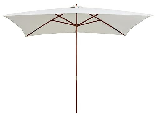 Parasol de Jardin Exterieur, Parasol Extérieur, Parasol Balcon avec poteau en bois, 200 x 300 cm Blanc crème