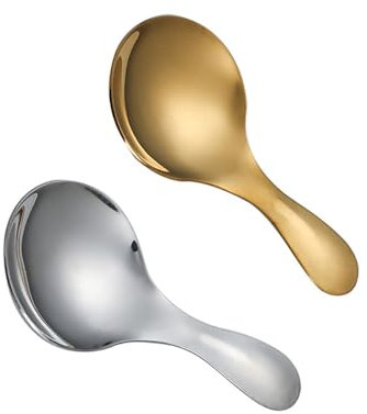 BinPhorm Short Handle Spoons,2 PCS Stainless Steel Teaspoons Mirror Polishing Cutlery Spoons Mini Sugar Spice Spoon Stirring Spoon for Condiments Dessert Tea Coffee
