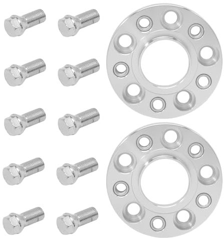 Anlseiod S90-7-20-016-B 2 Silberne Spurverbreiterungen (mit Stufen) A6 Avant (4G5, 4GD, C7) (05/2011-) + 10 Schrauben (20 mm 5-112-66,6 M14*1,5) silberne Kegelschraube 47 mm für audi vw skoda Mercedes