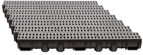 ScarMaxx - Grondaia di drenaggio da 7 m – Grondaia – Scarico Acqua piovana – Altezza A15 mm – Set Completo – per Angolo e Collegamento a Croce – Stegrost Classic Grigio – 13 x 700 x 11,5 cm