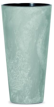 DIKEL Vaso da fiori Ø 30 cm, altezza 57 cm, effetto cemento, in plastica resistente, resistente alle intemperie e ai raggi UV, per un design elegante in giardino e ambienti