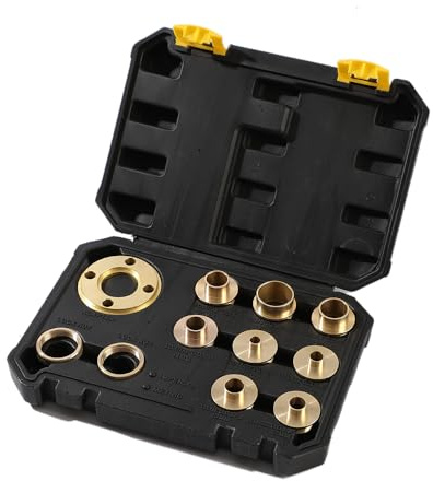 Wenzhon Router Template Guides Set - 11Pcs Brass Router Templates with Lock Nut Adapter, Machined Router Template Bushings Fit Any Router Sub-Base of The Porter Cable Style