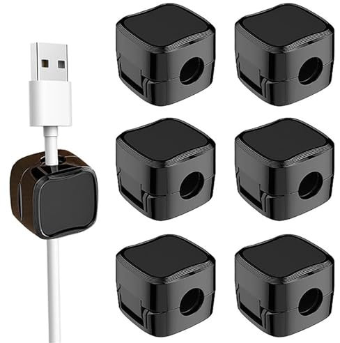 Magnetic Cable Clips Cord Holder,6 Pack Magnetic Cable Tidy Cord Organizer Spring Cable Holder Clips Cable Organizer Suitable for Office Home Kitchen Appliances Bedroom Car Wall Nightstand
