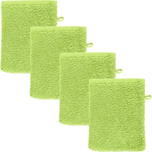 REDBEST Waschhandschuh Oceanside 4er-Pack Leichtfrottier apfelgrün Größe 16x21 cm