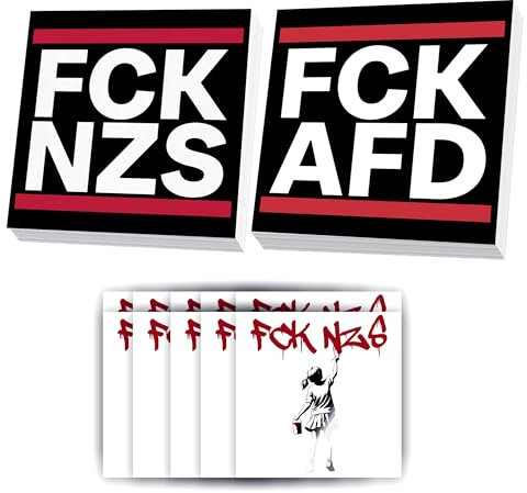 GamesMonkey® - GamesMonkey® - Aufkleber FCK AFD & FCK NZS (50 Stück oder 100 Stück) + Geschenk - FCK AFD Aufkleber FCK NZS Aufkleber Links (50 Stück + 10 Stück kostenlos)