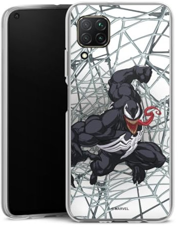 Custodia di silicone compatibile con Huawei P40 Lite Custodia trasparente Cover per smartphone trasparente Marvel Venom Cattivo