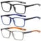 Fsread 3 Pack Lesebrille für Herren Sportlicher Stil Blaulichtblockierende Quadratische Rahmen Leichte Bequeme Lesehilfe +2.0