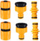 6-Piece Garden Hose Connector Kit - External Faucet to Hose Adapter, Including 2 Double Male Connectors and 2 Hose End Quick Couplings, 2 2-in-1 Faucet Adapters in 1/2 Inch and 3/4 Inch Sizes.