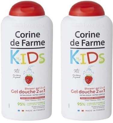 Corine de Farme - Gel Douche Kids 2-En-1 Corps et Cheveux Parfum Fraise - Peaux Sensibles, Hypoallergénique, Formule Clean Beauty - Fabriqué en France sous Contrôle Dermatologique - 300 ml (Lot de 2)