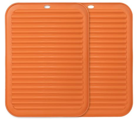 sourcing map 2 Pcs Silicone Trivets for Hot Pots and Pans, 12x9 Heat Resistant Trivet Mats Multi-Purpose Trivet Holders for Pots & Hot Dish, Countertops, Coasters, Orange
