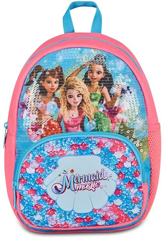 Seven Rucksack Small Mermaid Magic, fluoreszierendes Türkis, Mono-Rucksack mit Trinkflaschentasche und Fronttasche, 14 Liter Fassungsvermögen, für Mädchen, Kindergarten