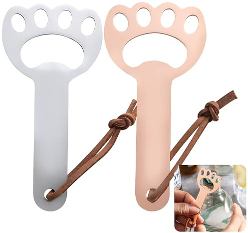 2 apribottiglie in acciaio inox a forma di artiglio di gatto, con cinturino in pelle, apribottiglie personalizzato, per accessori da cucina, accessori da bar, uso domestico e apribottiglie
