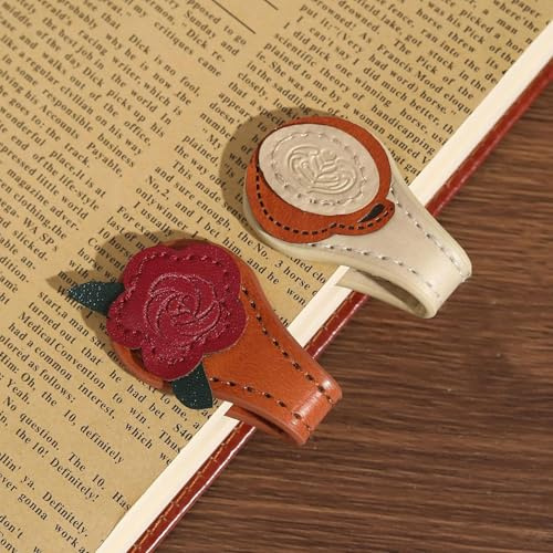 Kinretixia 2 Stück Vintage Magnetisches Leder-Lesezeichen, Leder-Magnetlesezeichen für Frauen, Magnetisches PU-Lesezeichen, Clip-Buch-Zubehör