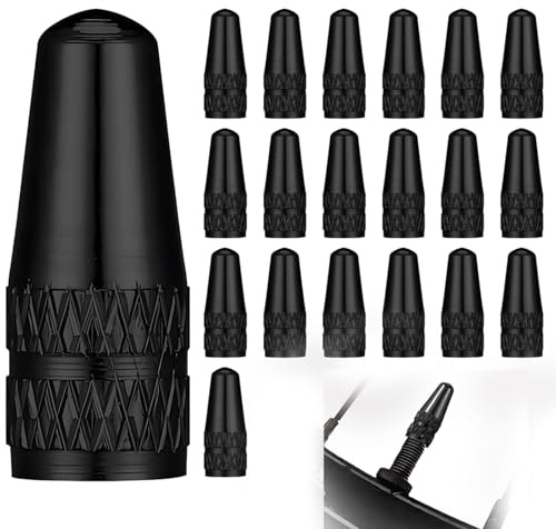 YPYMOD 20 Stück Ventilkappen Fahrrad Französisch, Fahrrad Ventil Staubkappe für Fahrradreifen Ventilkappen, Schwarz