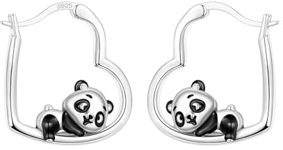 SOUTHPLUS Ohrringe Silber 925 Creolen Blau Schmette Panda Gold Stern Ohrringe Ohrstecker Geschenk für Mädchen Frauen, Elegant Silber Damen Kreolen für Geburtstag und Weihnachten
