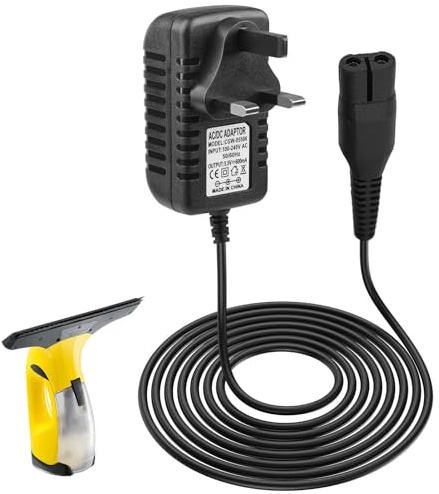 5.5V Charger for Karcher Window Vac Cleaner WV1, WV1 Plus,WV2, WV2 Plus, WV5, WV50, WV55, WV5 Premium, WV60 WV70 WV75 Series, Window Vacuum Cleaner Power Cord, Plug UK 1.5m Power Adapter
