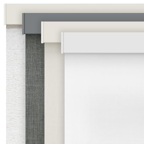 AOSKY Linen Roller Blinds Shades for Indoor Windows Pull Down Cordless Blackout Black Out Window Shade 30.5 Inch Blinds for Home White