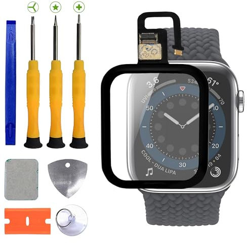 BOVDRO Kompatibel mit Apple Watch Series 6 44mm Screen Glass Repair Replacement,für Display Glas Frontglas Reparatur,(Mit Touch-Funktion) Inklusive Reparaturwerkzeug