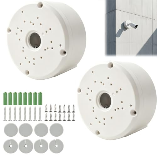 2 Pcs Waterproof Outdoor Camera Junction Box Mount Bracket | Hidden cable base suitable for bullet security cameras and compatible with solar panels